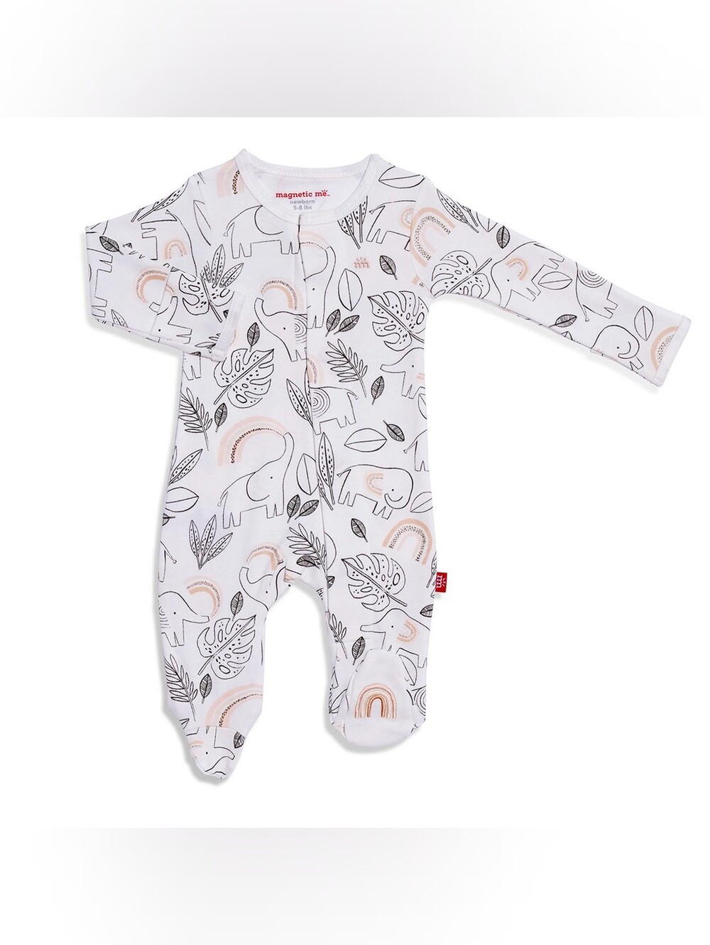 Magnetic Me Pink Ellie Go Lucky Organic Cotton Footies, 3-6 Months